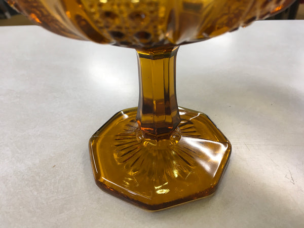 Vintage amber compote candy dish star and hobnob