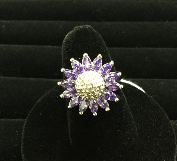 Purple Alexandrite Sunflower CZ  ring size 6