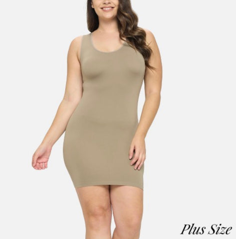 Light Mocha long tank top Plus