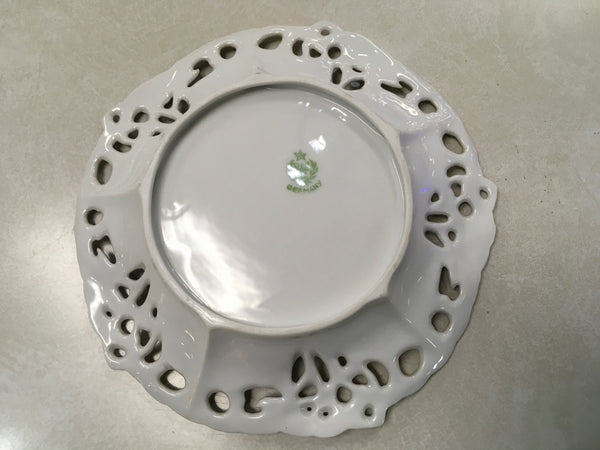 Vintage RS Germany gold rimmed decorative plate brown cream rose