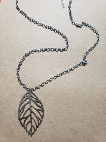 Silver leaf necklace