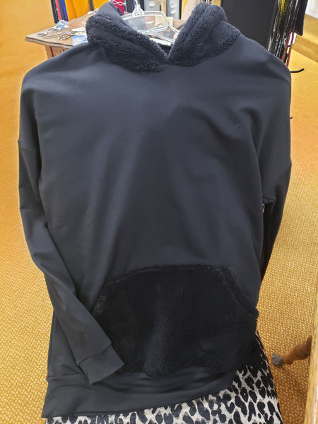 Black sherpa pocket hoodie