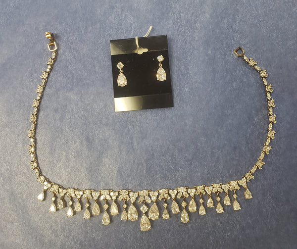 CZ statement necklace set