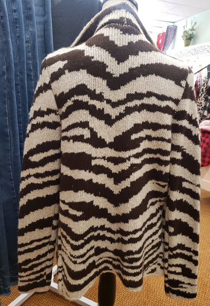 Brown zebra print cardigan jacket