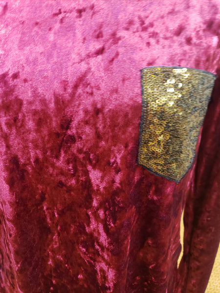 Burgundy velvet sequin pocket top