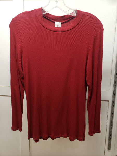 Burgundy mock neck  top Plus 1XL only