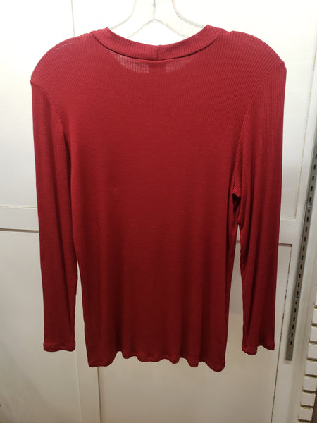 Burgundy mock neck  top Plus 1XL only