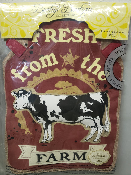Farm Fresh Milk Cow burlap garden flag