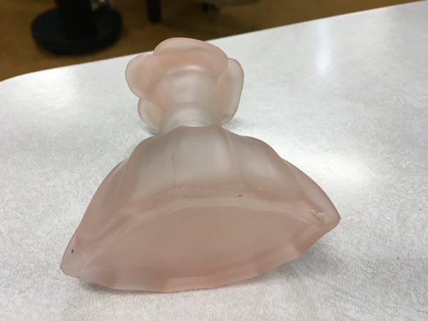 Vintage frosted pink rose perfume decanter glass bottle