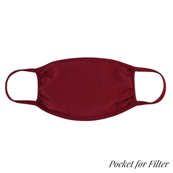 Burgundy Adults T-Shirt Cloth Face Mask