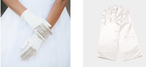Ivory satin wedding prom short gloves