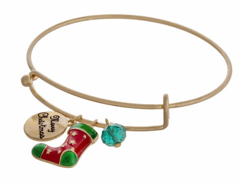 Stocking charm gold Christmas bracelet