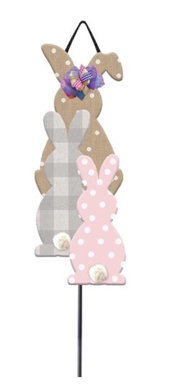 Stacked Easter Bunny trio door decor yard stake