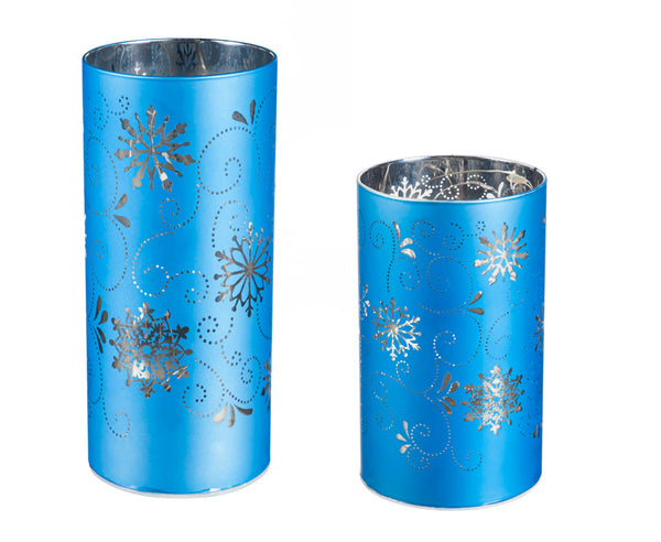 8” Snowflake Table Decor Metal LED candle