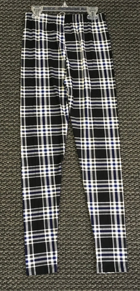 Checker print blue black leggings