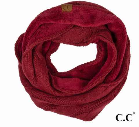 Maroon  CC beanie lined scarf