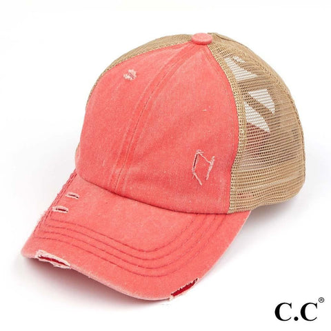 Coral CC criss cross baseball cap. RESTOCK