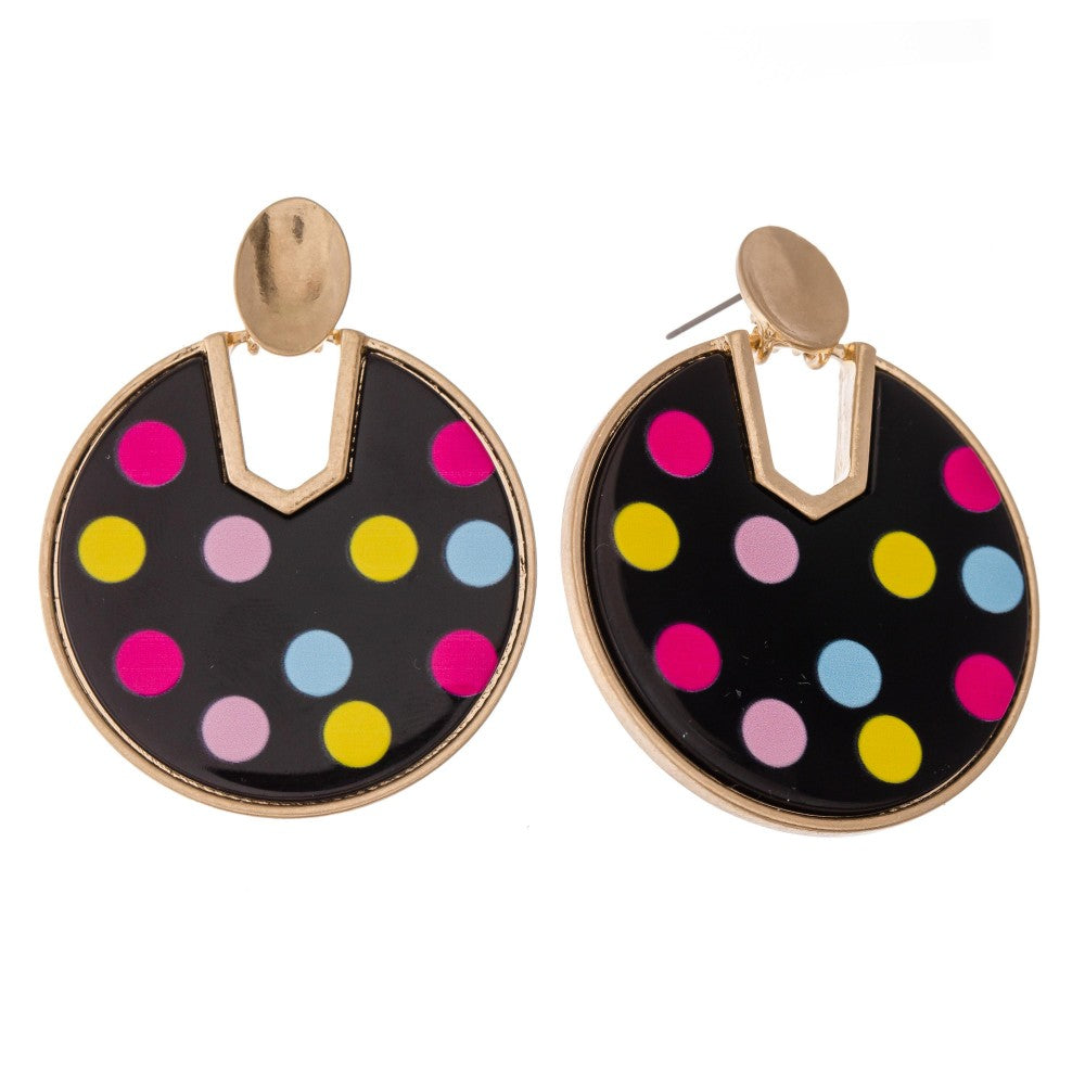 Multicolor Polka Dot Hinge Drop Earrings