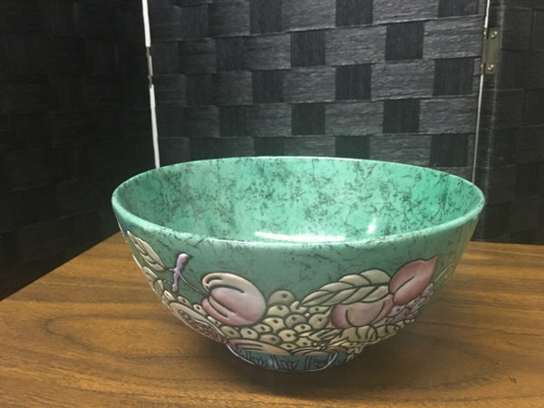 Jade green floral fruit Decorator bowl Nora Fenton Design like Preowned