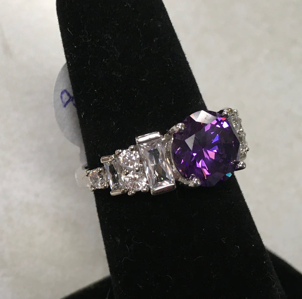 Purple CZ fashion ring size 8