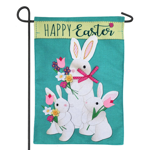 Bunny Trio garden flag
