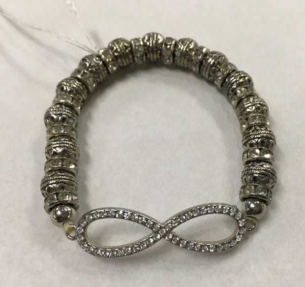 Silver infinity rhinestone bracelet