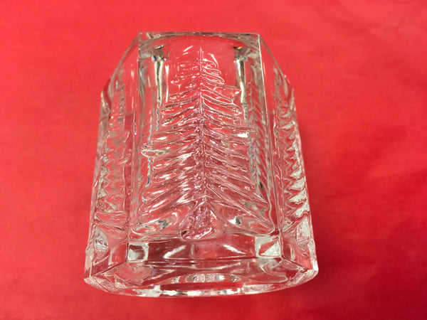 Vintage Christmas tree design lead glass candle votive holder