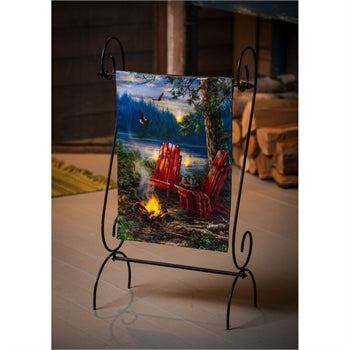 Evening by the Fire Solar LED Garden Flag