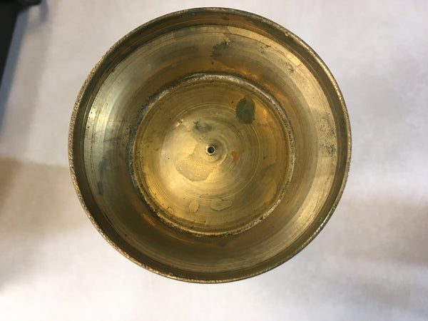 Brass Etched flower handpainted ornate Vase Vintage