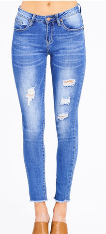 Distressed K's More denim fringe Jean size 15