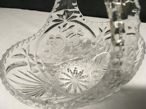 Brides basket with flowers crystal glass preowned