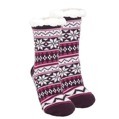 Purple Nordic Fleece Slipper Sock