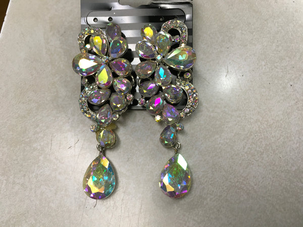 AB flower rhinestone earrings