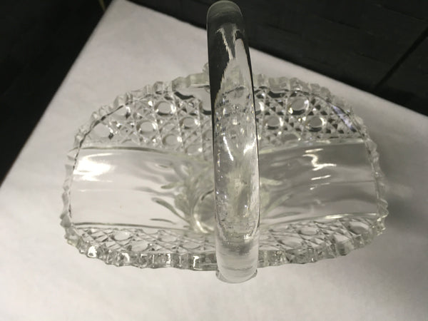 Crystal Glass Buttons Stars Basket Vase LE Smith Estate