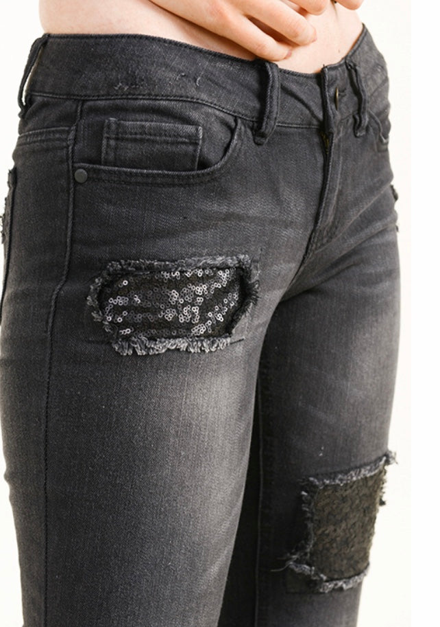 Black sales sequin jeans