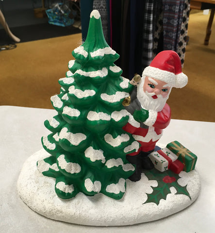 Santa with Christmas tree ceramic Preowned