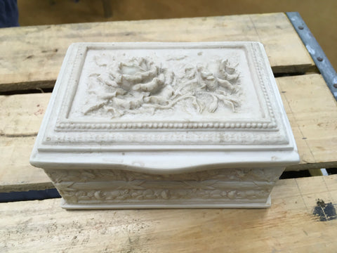Rose ornate trinket jewelry box preowned
