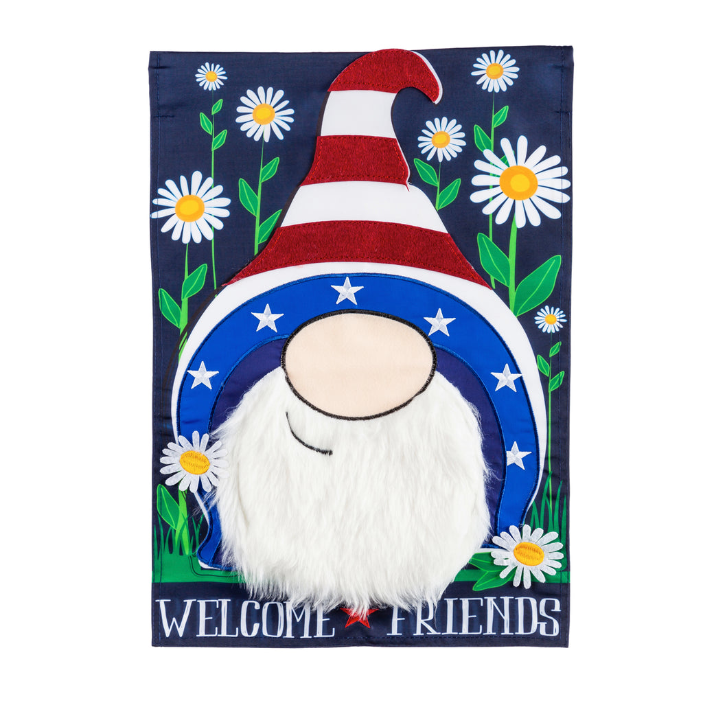 Patriotic Gnome Garden Applique Flag