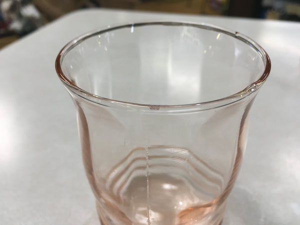 Pink depression juice tumbler glass facet shaped 4”