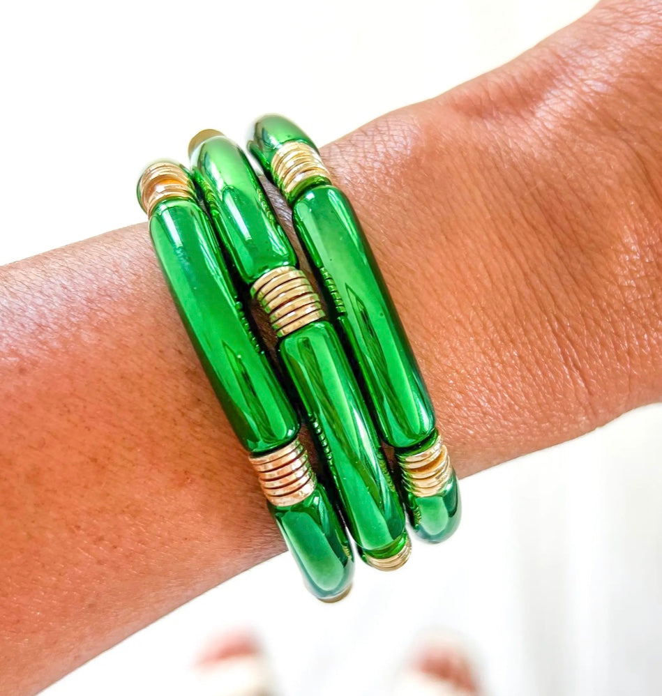 Green bubble metallic bracelet
