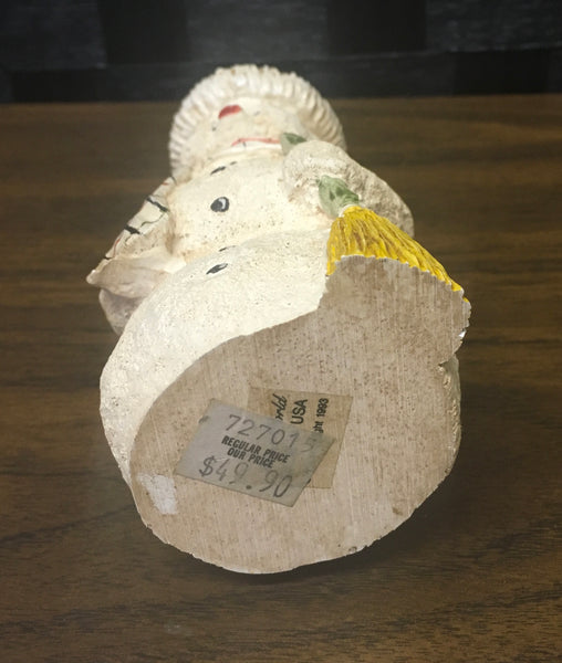 Wood world snowman candle stick holder Preowned