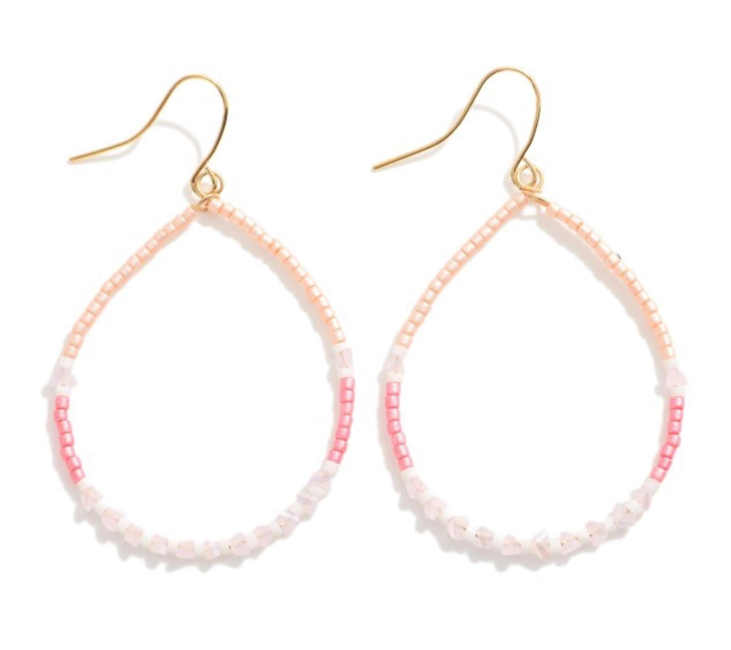 Pink bead teardrop earrings