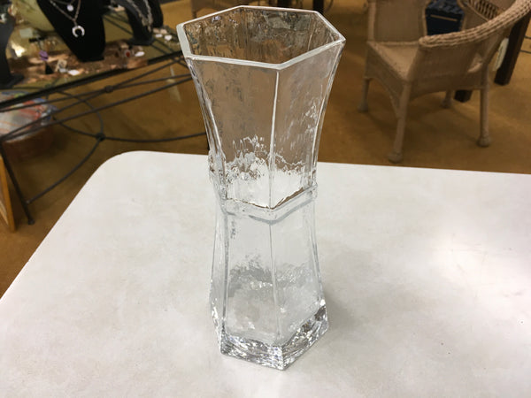 SEA Glasbruk AB raised ribbon Sweden Art Glass vase 9.5”
