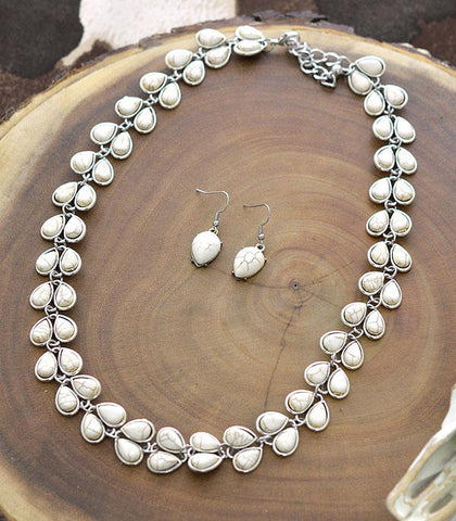 Natural white Turquoise Necklace Set