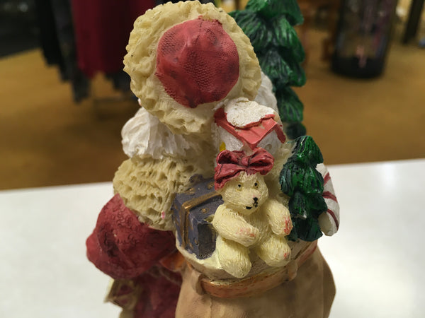 Santa with bag and tree figurine preowned
