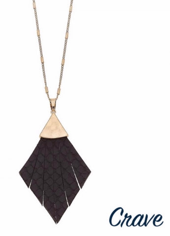 Black leather pendant necklace