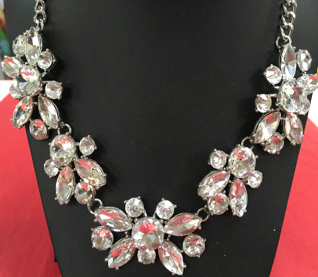 Clear Crystal statement necklace set