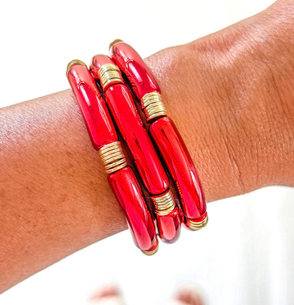 Red bubble metallic bracelet