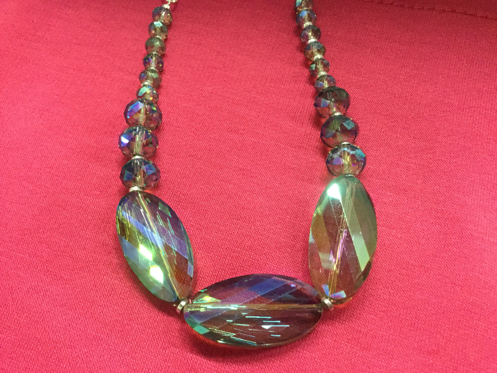 Necklace choker style with clear Iridescent stones