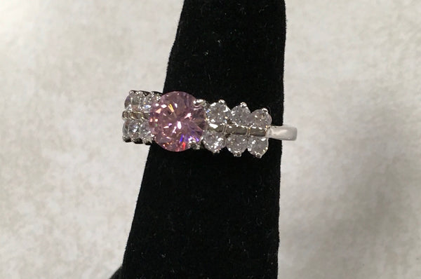 Pink CZ accent ring size 8